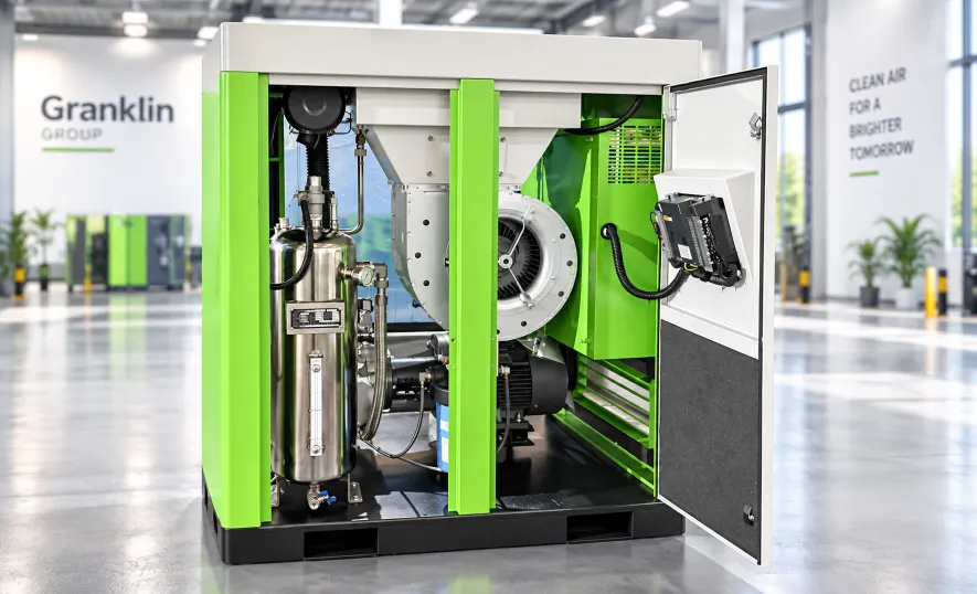 Rear View of the GWV Series Smart Variable-Speed Water-Lubricated Oil-Free Screw Air Compressor