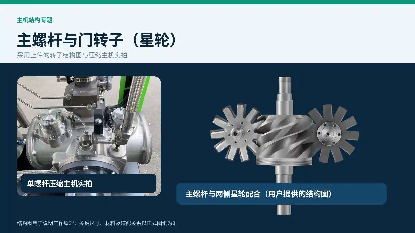 格兰克林水润滑螺杆空压机主螺杆星轮与门转子结构图